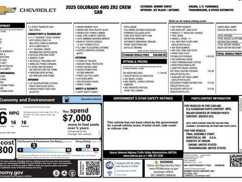 Used 2025 Chevrolet Colorado ZR2 w/ ZR2 Bison Edition AWD/4WD image 7