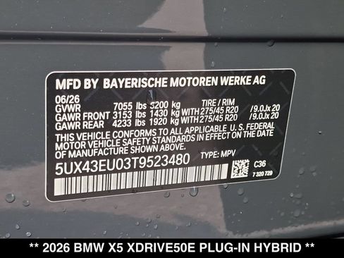 New 2026 BMW X5 xDrive50e w/ Executive Package AWD/4WD image 19