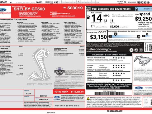 Used 2022 Ford Mustang Shelby GT500 w/ Carbon Fiber Track Pack RWD image 3
