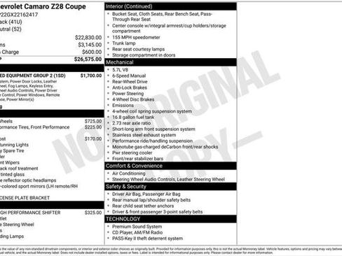Used 2002 Chevrolet Camaro Z28 w/ Preferred Equipment Group 2 RWD image 2