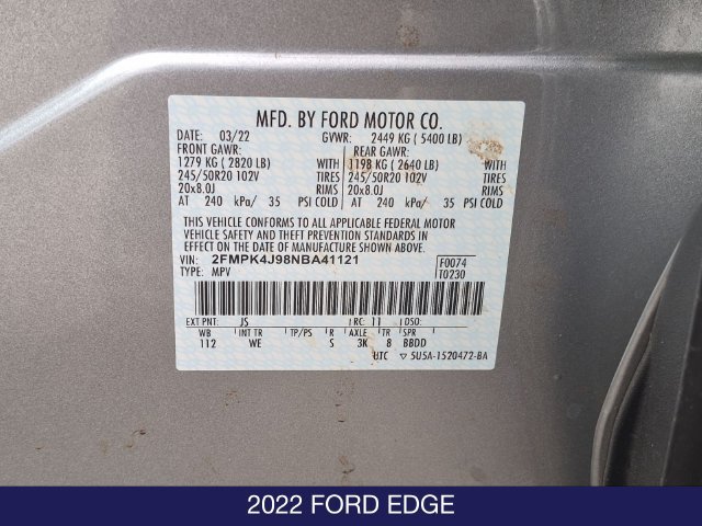 Used 2022 Ford Edge ST-Line w/ Cargo Accessory Package AWD/4WD image 27