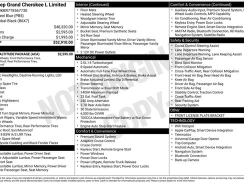 New 2026 Jeep Grand Cherokee L Limited w/ Limited Altitude Package AWD/4WD image 3