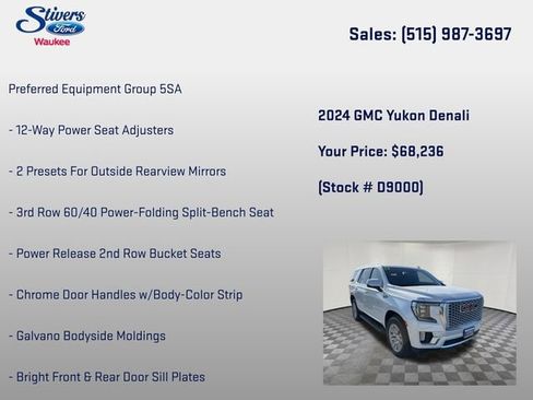 Used 2024 GMC Yukon Denali w/ LPO, Floor Liner Package AWD/4WD image 8