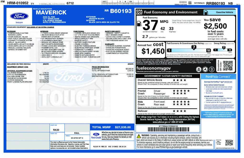 Used 2024 Ford Maverick XL FWD image 44