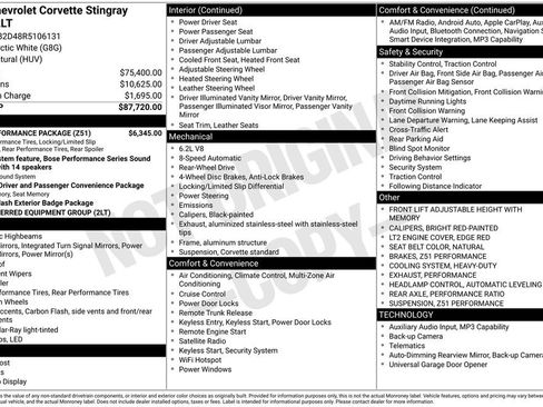 Used 2024 Chevrolet Corvette Stingray Preferred Cpe w/ Z51 Performance Package RWD image 1