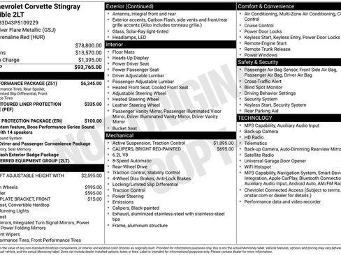 Used 2023 Chevrolet Corvette Stingray Preferred Conv w/ Z51 Performance Package RWD image 43