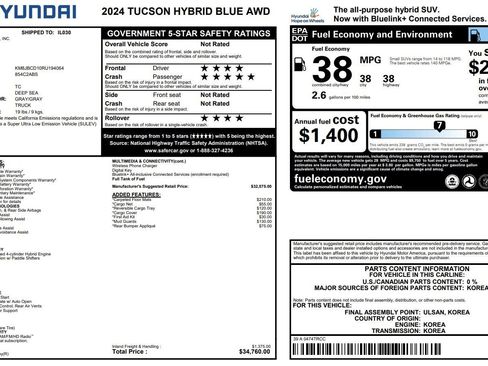 Used 2024 Hyundai Tucson Blue image 38