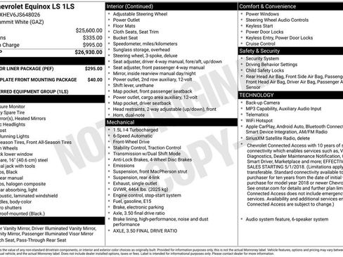 Used 2018 Chevrolet Equinox LS w/ LPO, Floor Liner Package FWD image 23