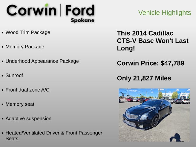Used 2014 Cadillac CTS V w/ Wood Trim Package RWD image 12