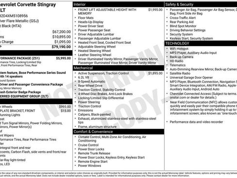 Used 2021 Chevrolet Corvette Stingray Preferred Cpe w/ Z51 Performance Package RWD image 2
