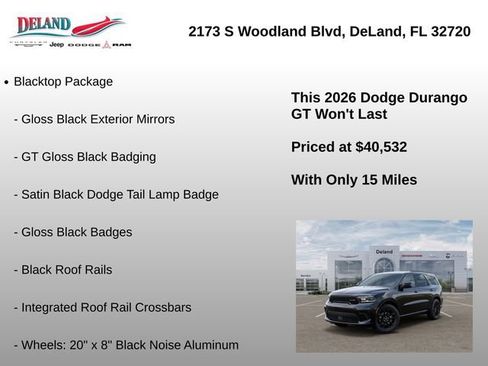 New 2026 Dodge Durango GT w/ Blacktop Package RWD image 6