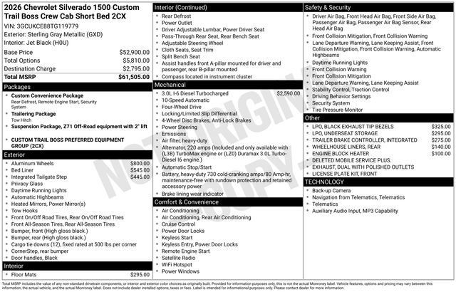 Used 2026 Chevrolet Silverado 1500 Custom Trail Boss AWD/4WD image 34