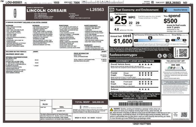 Certified 2021 Lincoln Corsair Reserve w/ Elements Package FWD image 4