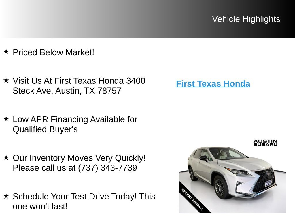 Used 2017 Lexus RX 350 F Sport w/ 3500 lbs Tow Prep Package FWD image 10
