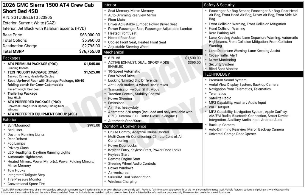 New 2026 GMC Sierra 1500 AT4 w/ AT4 Premium Package AWD/4WD image 5