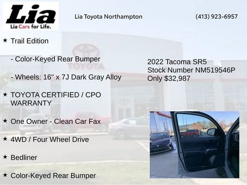 Used 2022 Toyota Tacoma SR5 w/ Trail Edition image 7