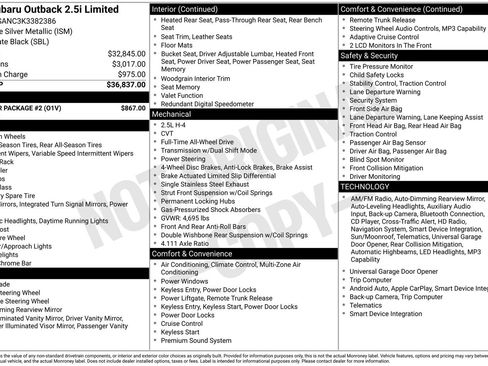 Used 2019 Subaru Outback 2.5i Limited w/ Popular Package #2 image 3