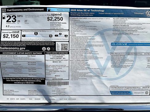 New 2026 Volkswagen Atlas SE image 19