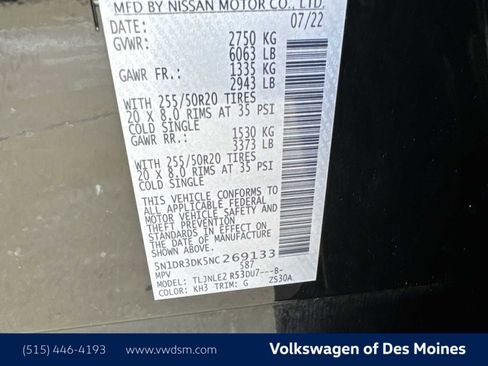 Used 2022 Nissan Pathfinder Platinum w/ Cargo Package image 22