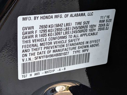 Certified 2017 Honda Pilot Touring image 33