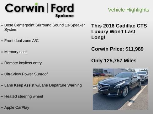 Used 2016 Cadillac CTS Luxury AWD/4WD image 6