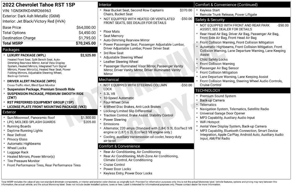 Certified 2022 Chevrolet Tahoe RST w/ Luxury Package AWD/4WD image 2