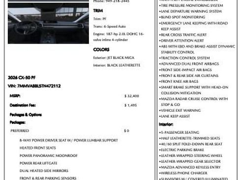 Used 2026 MAZDA CX-50 AWD 2.5 S w/ Preferred Pkg image 2