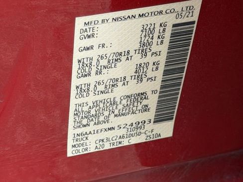 Used 2021 Nissan Titan SV w/ SV Convenience Package RWD image 27