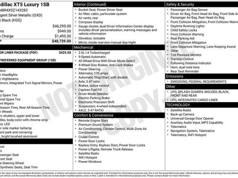 New 2025 Cadillac XT5 Luxury w/ LPO, Floor Liner Package image 4