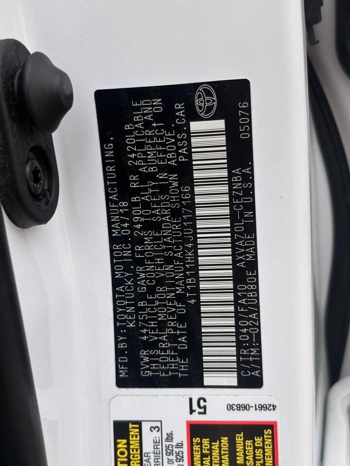Used 2018 Toyota Camry LE FWD image 15