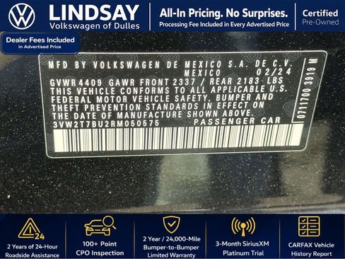 Certified 2024 Volkswagen Jetta GLI Autobahn w/ GLI Black Package FWD image 27
