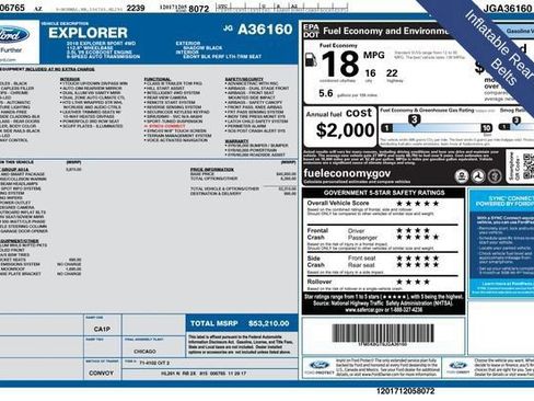 Used 2018 Ford Explorer Sport w/ Equipment Group 401A AWD/4WD image 27