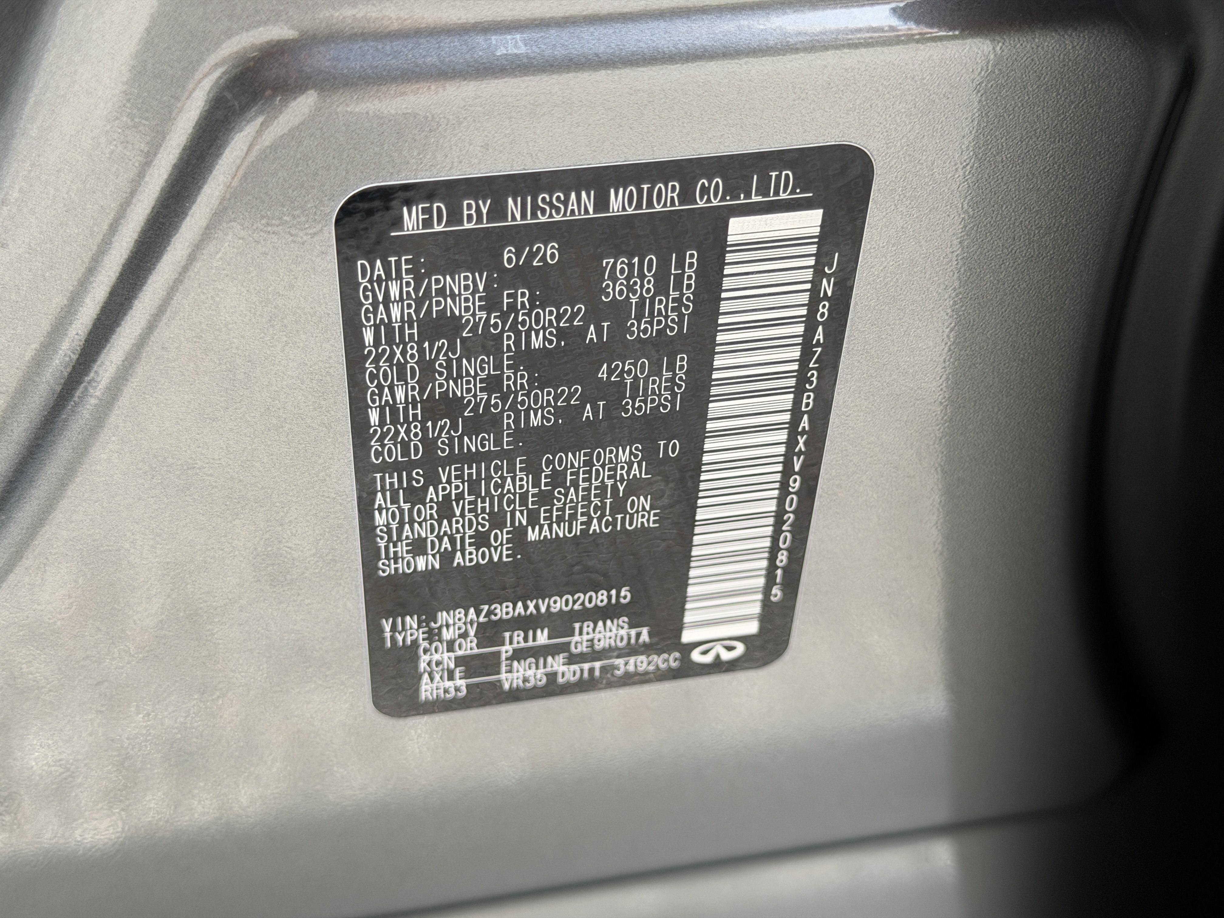 New 2027 INFINITI QX80 Luxe w/ Cargo Package RWD image 38