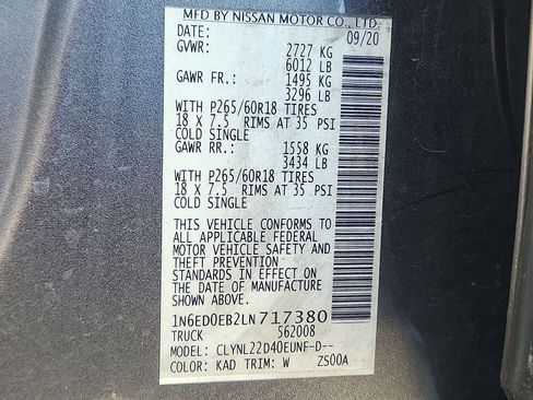 Used 2020 Nissan Frontier SV w/ Midnight Edition Floor Mats image 26