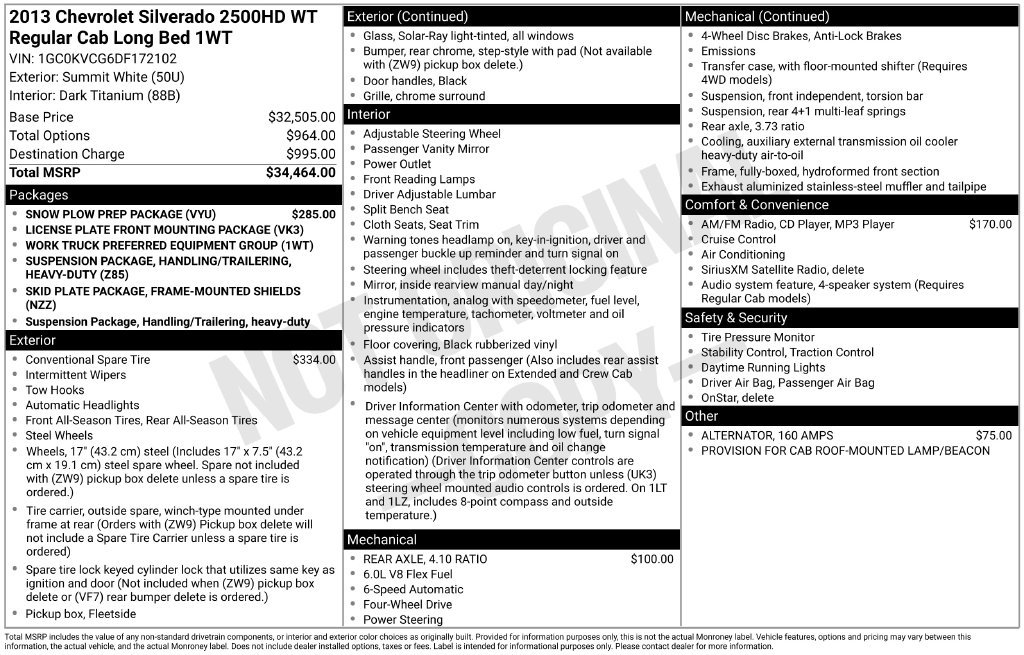 Used 2013 Chevrolet Silverado 2500 W/T w/ Snow Plow Prep Package AWD/4WD image 26