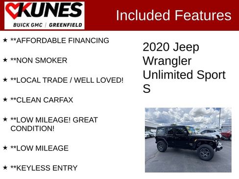 Used 2020 Jeep Wrangler Unlimited Sport S AWD/4WD image 3