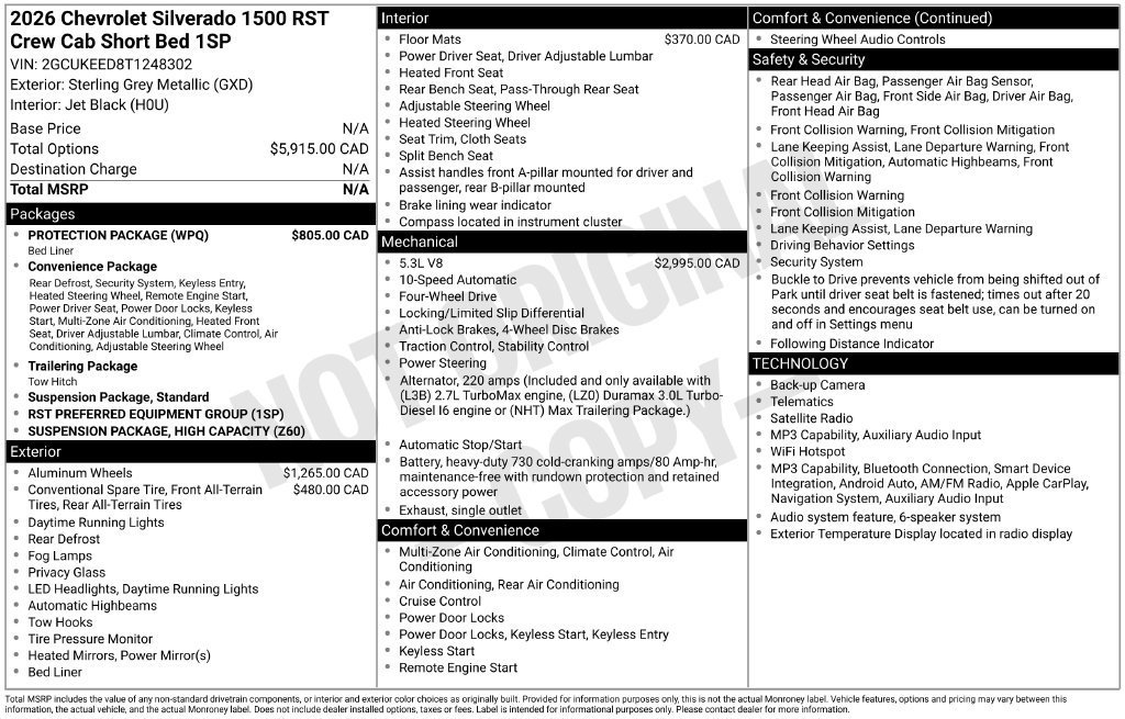 New 2026 Chevrolet Silverado 1500 RST w/ Protection Package AWD/4WD image 4