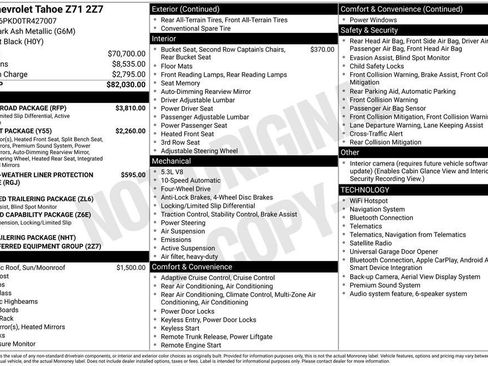 New 2026 Chevrolet Tahoe Z71 w/ Z71 Off-Road Package AWD/4WD image 11