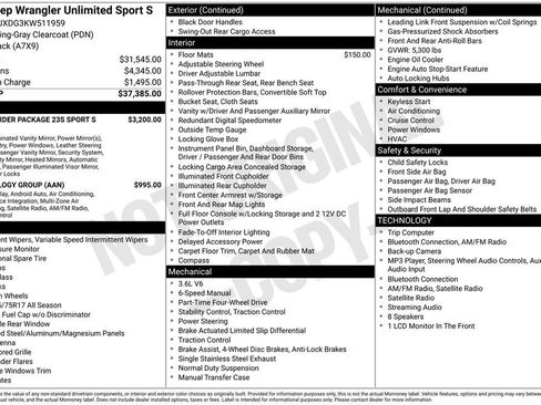 Used 2019 Jeep Wrangler Unlimited Sport S AWD/4WD image 3