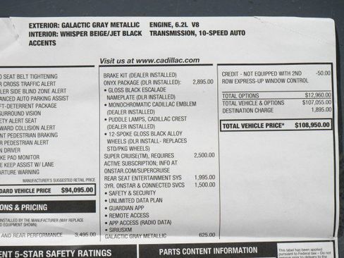 Used 2023 Cadillac Escalade Sport w/ LPO, ONYX Package image 87