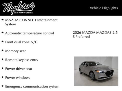 New 2026 MAZDA MAZDA3 2.5 S Sedan w/ Preferred Pkg FWD image 15