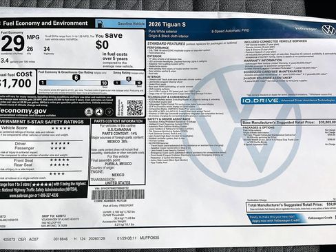 New 2026 Volkswagen Tiguan S image 19