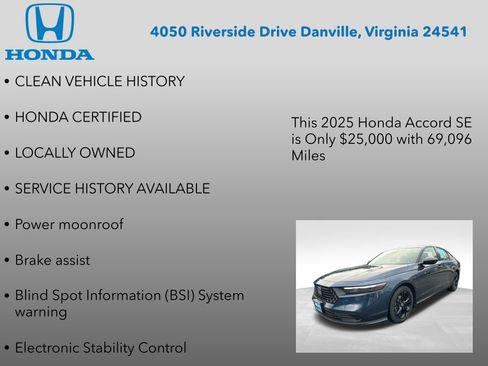 Certified 2025 Honda Accord SE image 7