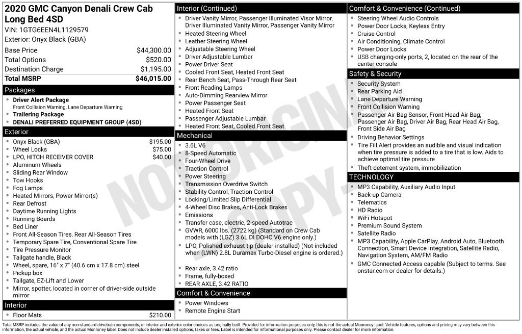 Used 2020 GMC Canyon Denali AWD/4WD image 3
