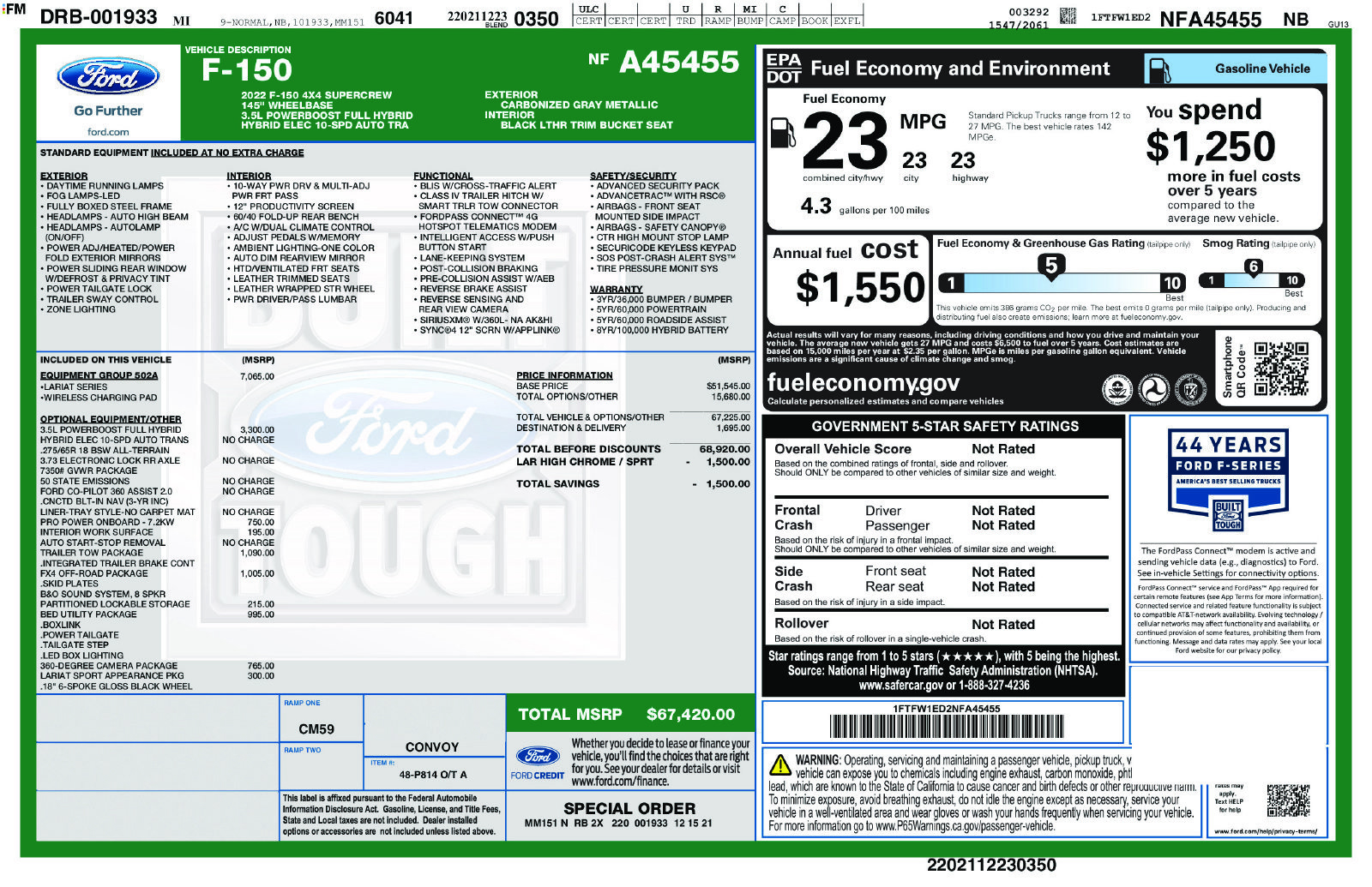 Used 2022 Ford F150 Lariat w/ Equipment Group 502A High AWD/4WD image 49