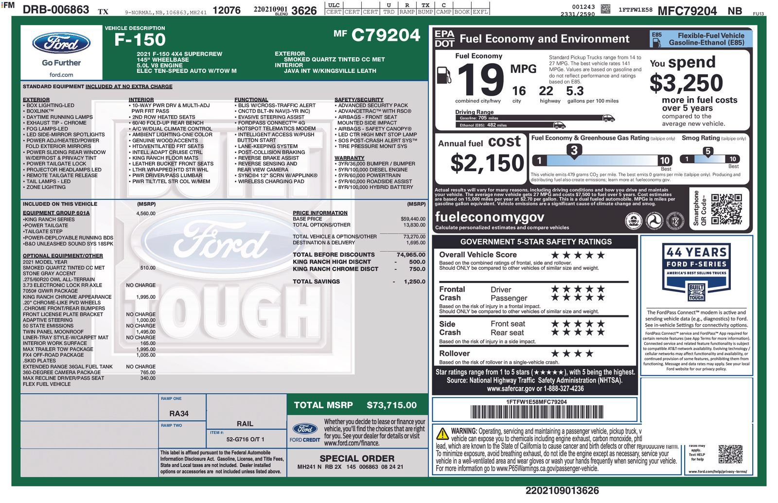 Used 2021 Ford F150 King Ranch w/ Equipment Group 601A High AWD/4WD image 36