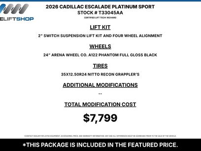 Used 2026 Cadillac Escalade Platinum Sport w/ LPO, ONYX Package