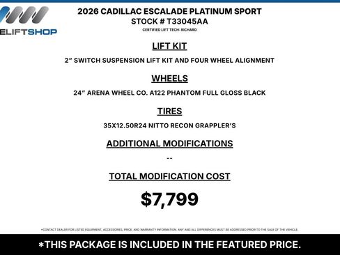 Used 2026 Cadillac Escalade Platinum Sport w/ LPO, ONYX Package AWD/4WD image 1