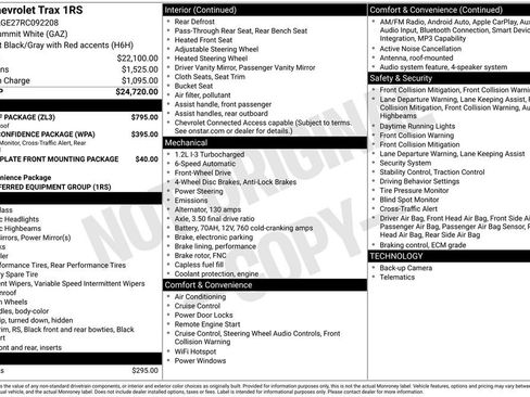 Used 2024 Chevrolet Trax RS w/ Sunroof Package FWD image 9