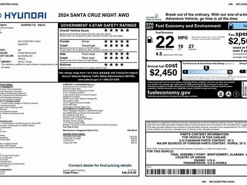 Certified 2024 Hyundai Santa Cruz Night image 28